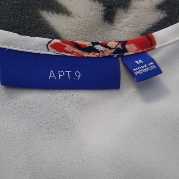 Apt 9 White Red Floral Print Vneck Flowy Tank Top Tunic Size Medium - Picture 5 of 7